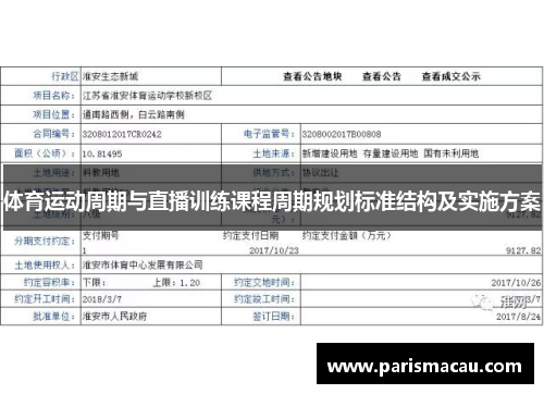 体育运动周期与直播训练课程周期规划标准结构及实施方案